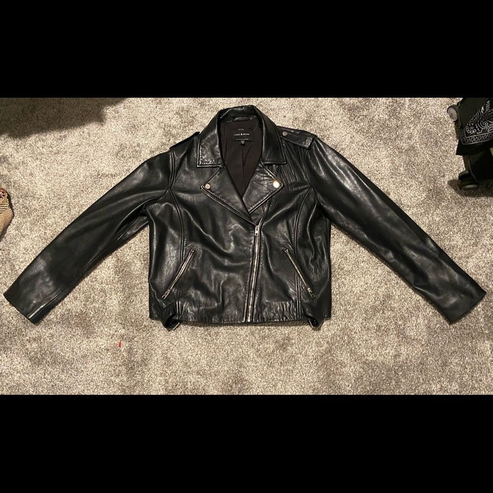 Black leather lucky brand womens jacket